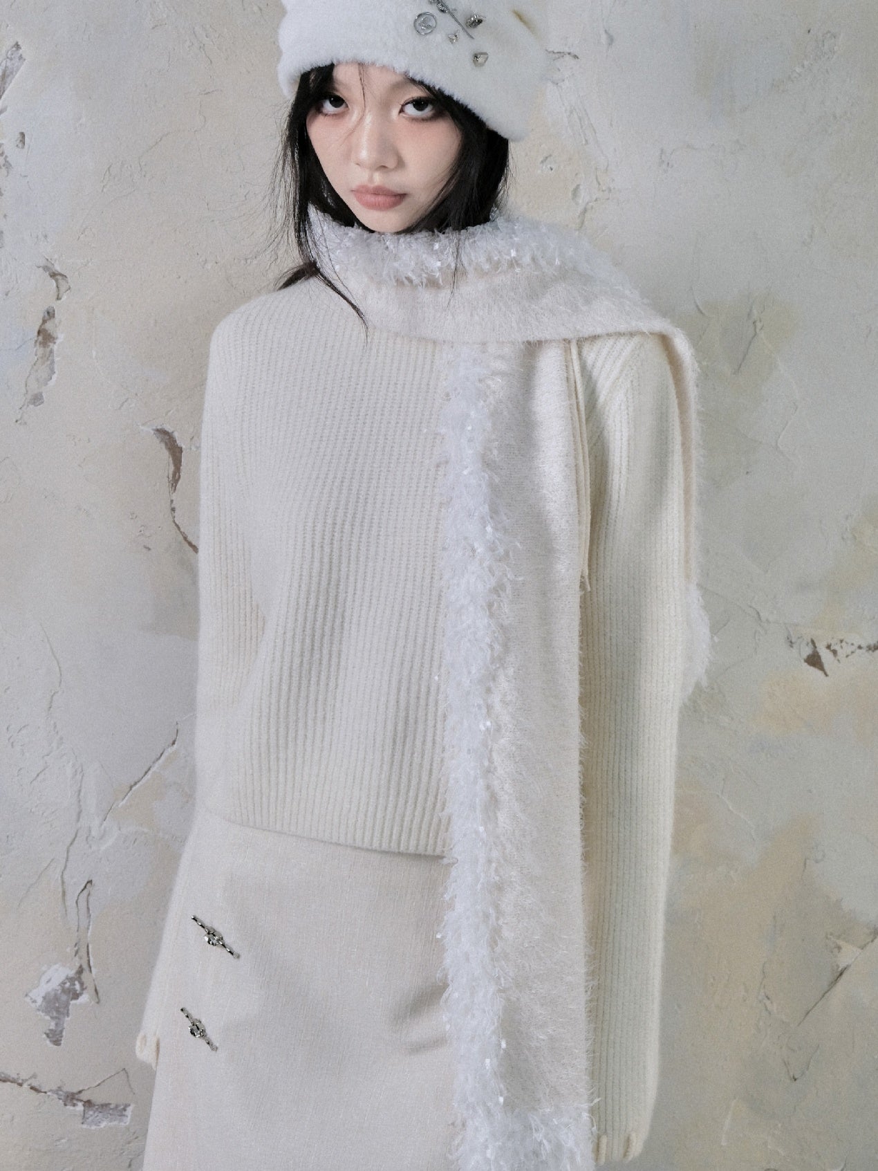 Tassel Feather Stitching Muffler