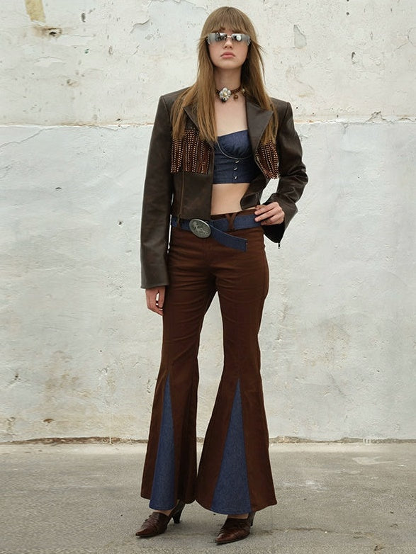 Kurzjacke mit Quasten -Design Leder