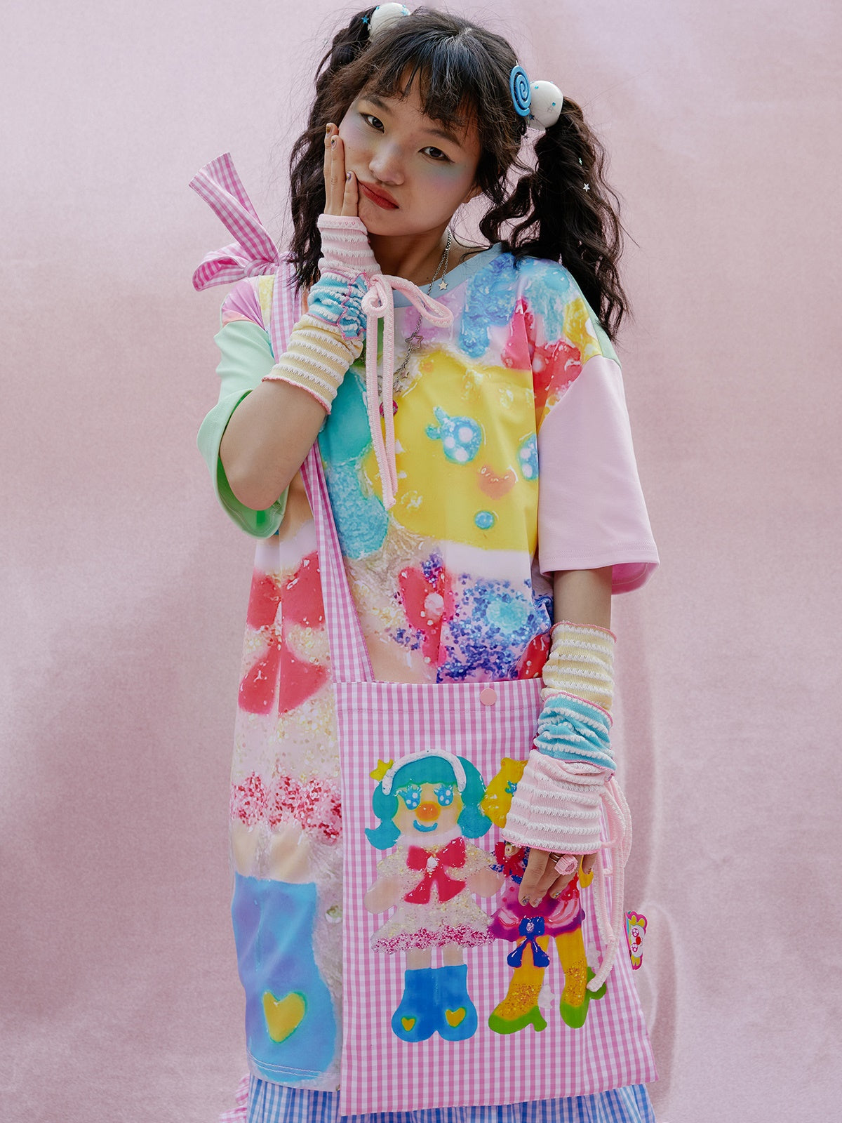 Cartoon Printing Plaid Should Bag