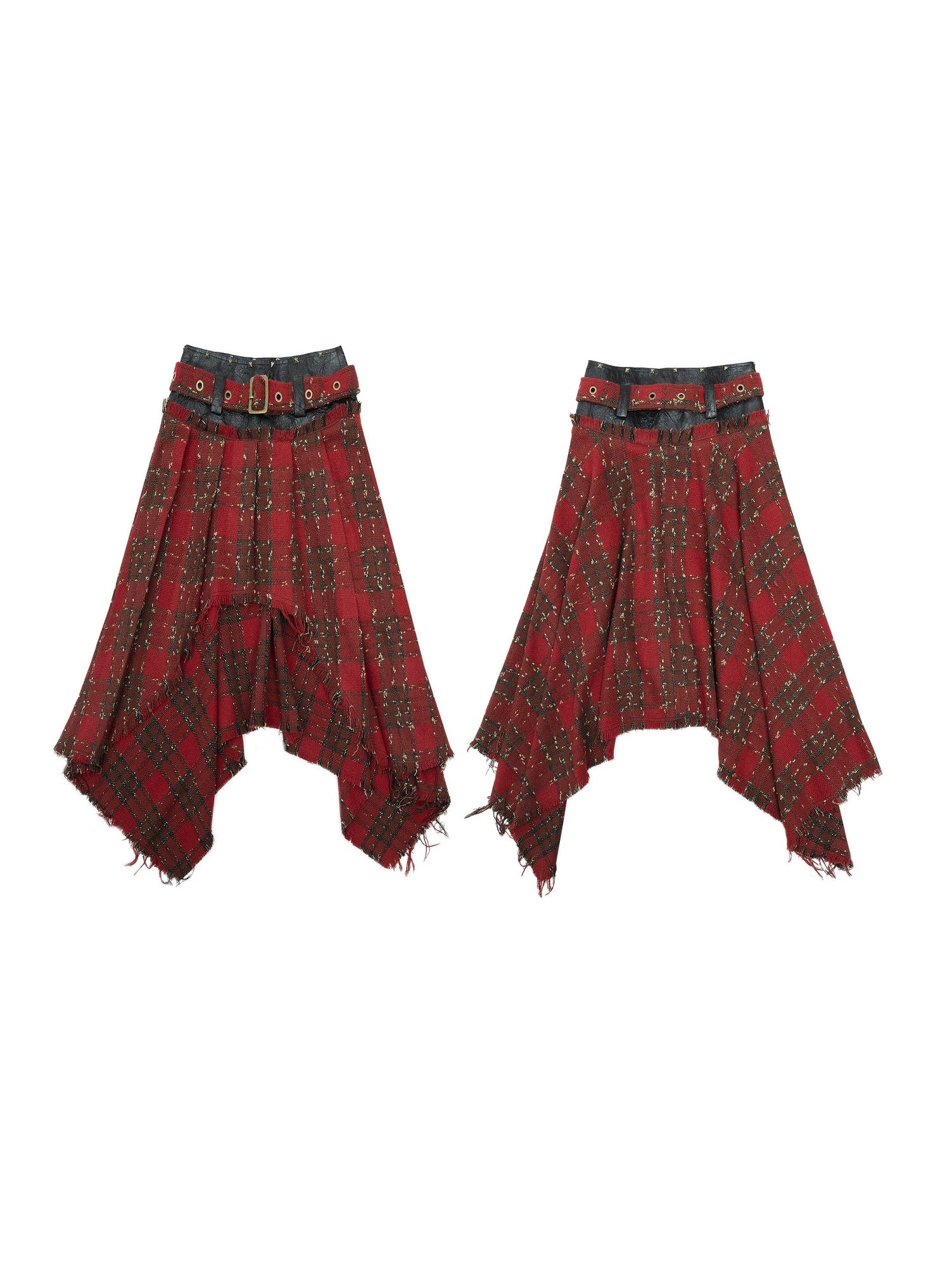 Punk Plaid Stitching Irregular Skirt