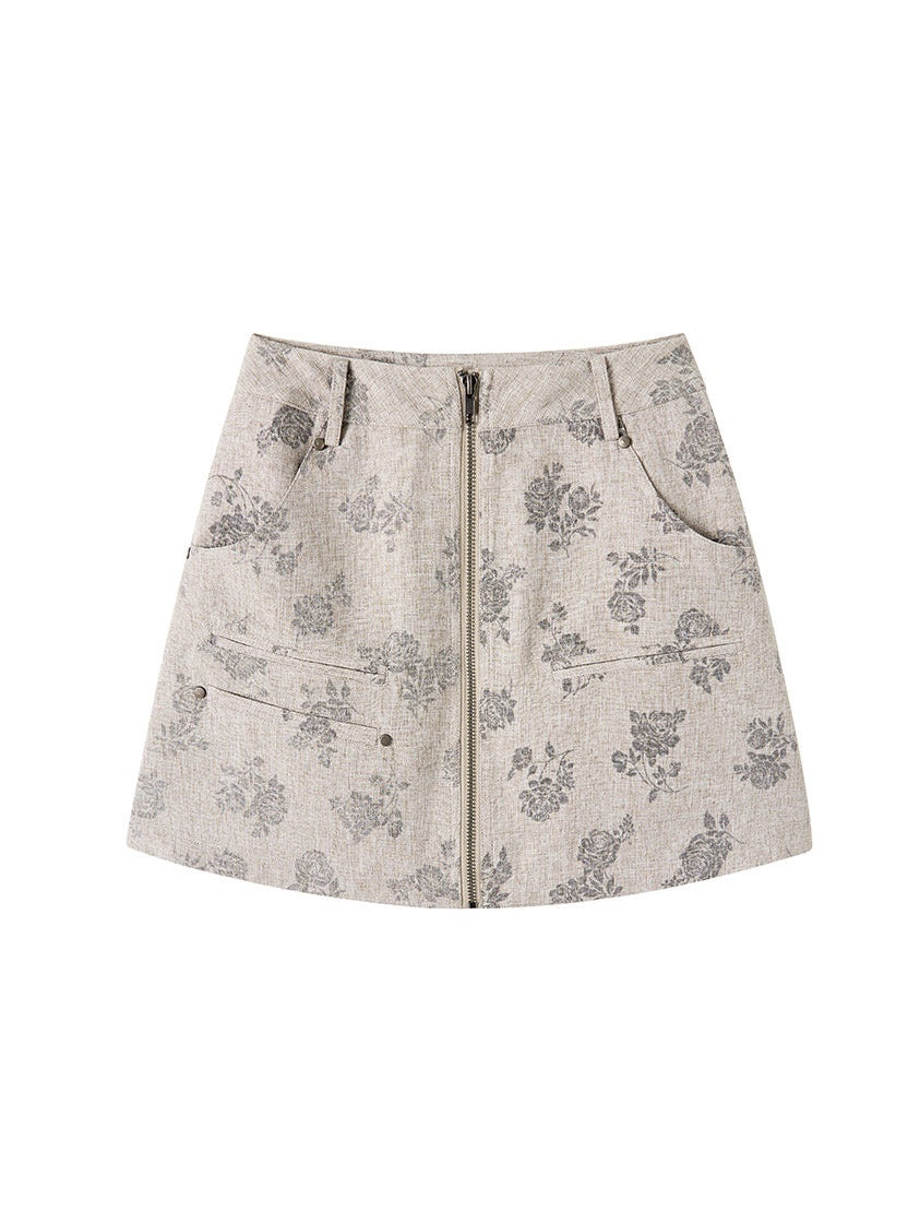 Floral Halter-neck Vest Top & Short Skirt Set-up