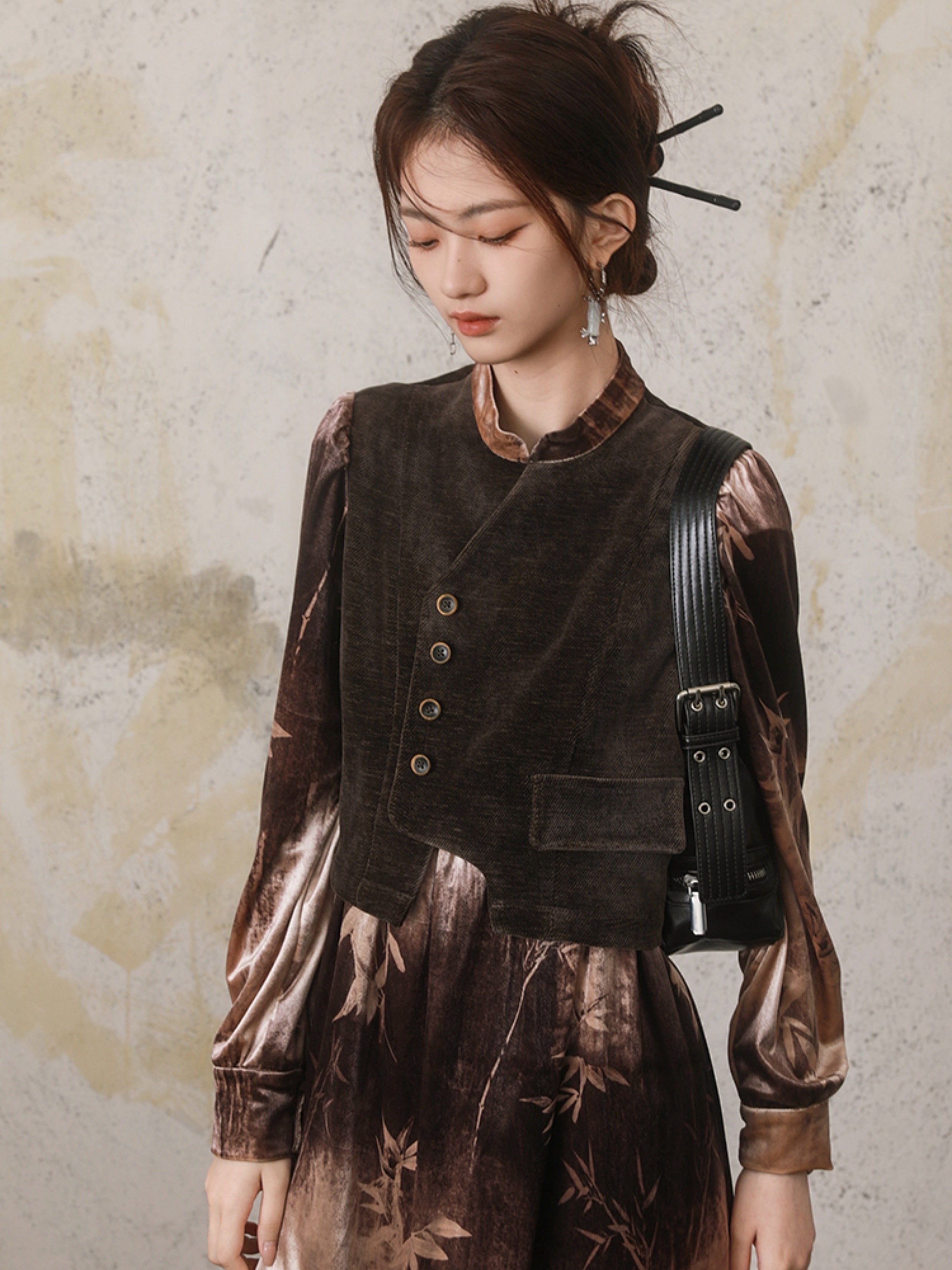 중국 스타일 가짜 트위 넥타이 넥타이 염색 드레스