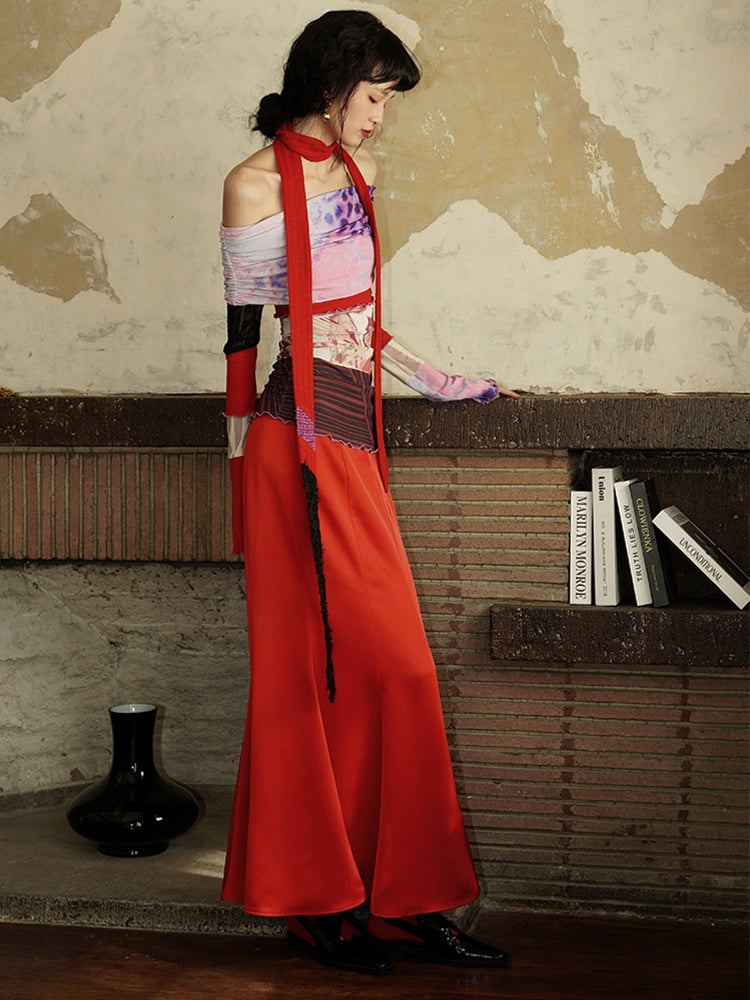 Satin Slim Long Mermaid Skirt