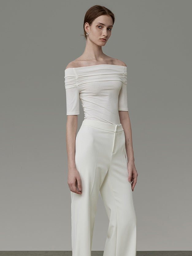 Off-shoulder Pleated Top