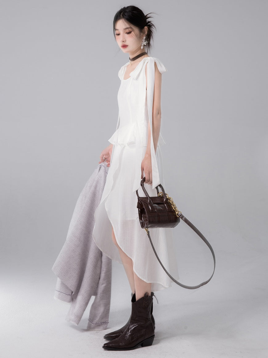 Layered Design Tulle Strap Sleeveless Dress