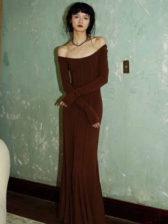 레이스를 훔친 슬림 장거리 박격 인어 드레스