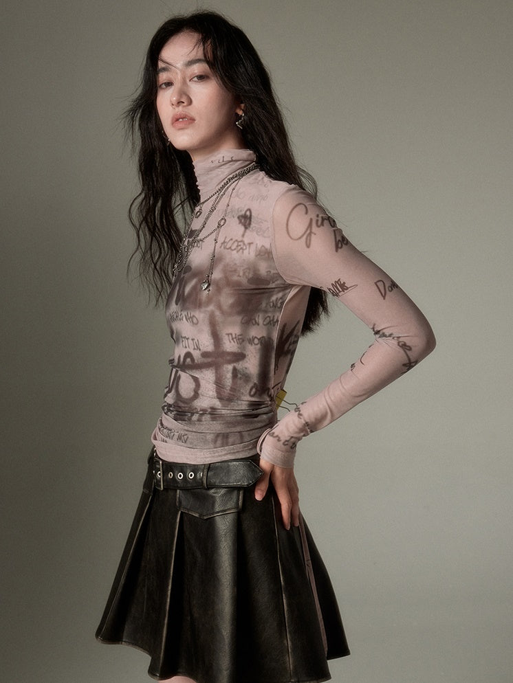 Lettre imprimée cutané vêtements haut de botting à collier