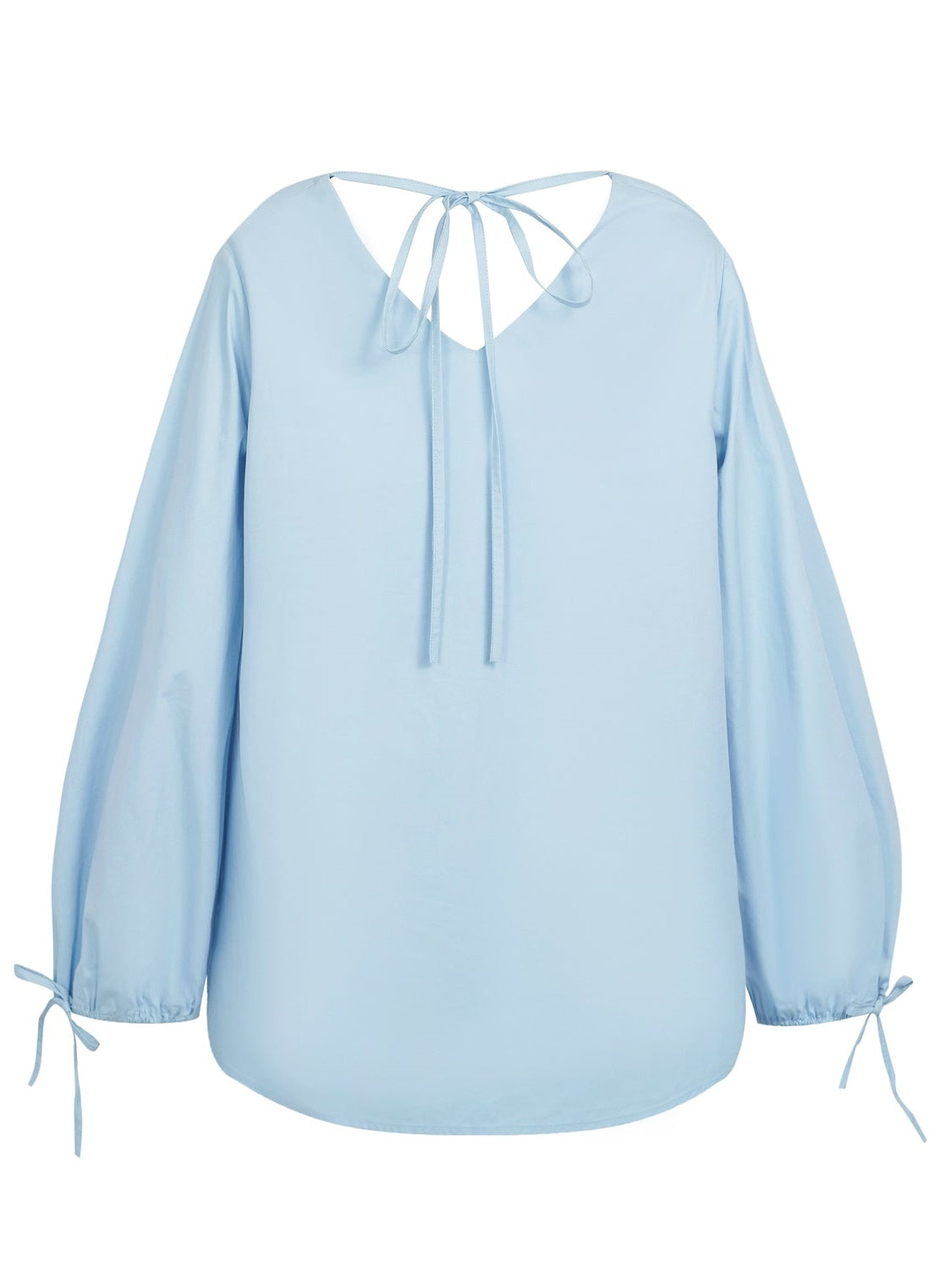 V-neck 2Way Long-sleeve Ribbon Shirtle & Long Skirt