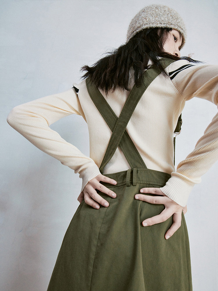 입체 포켓 워크 서스펜더 스커트