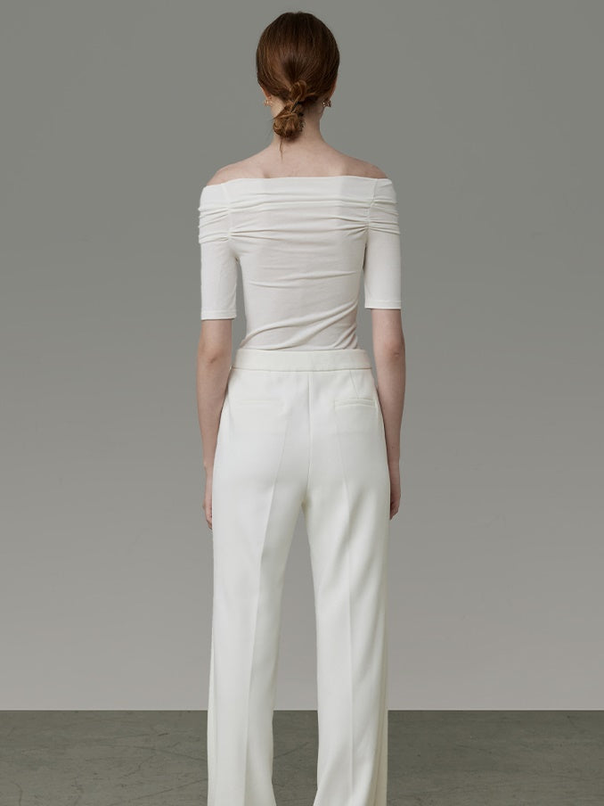 Off-shoulder Pleated Top