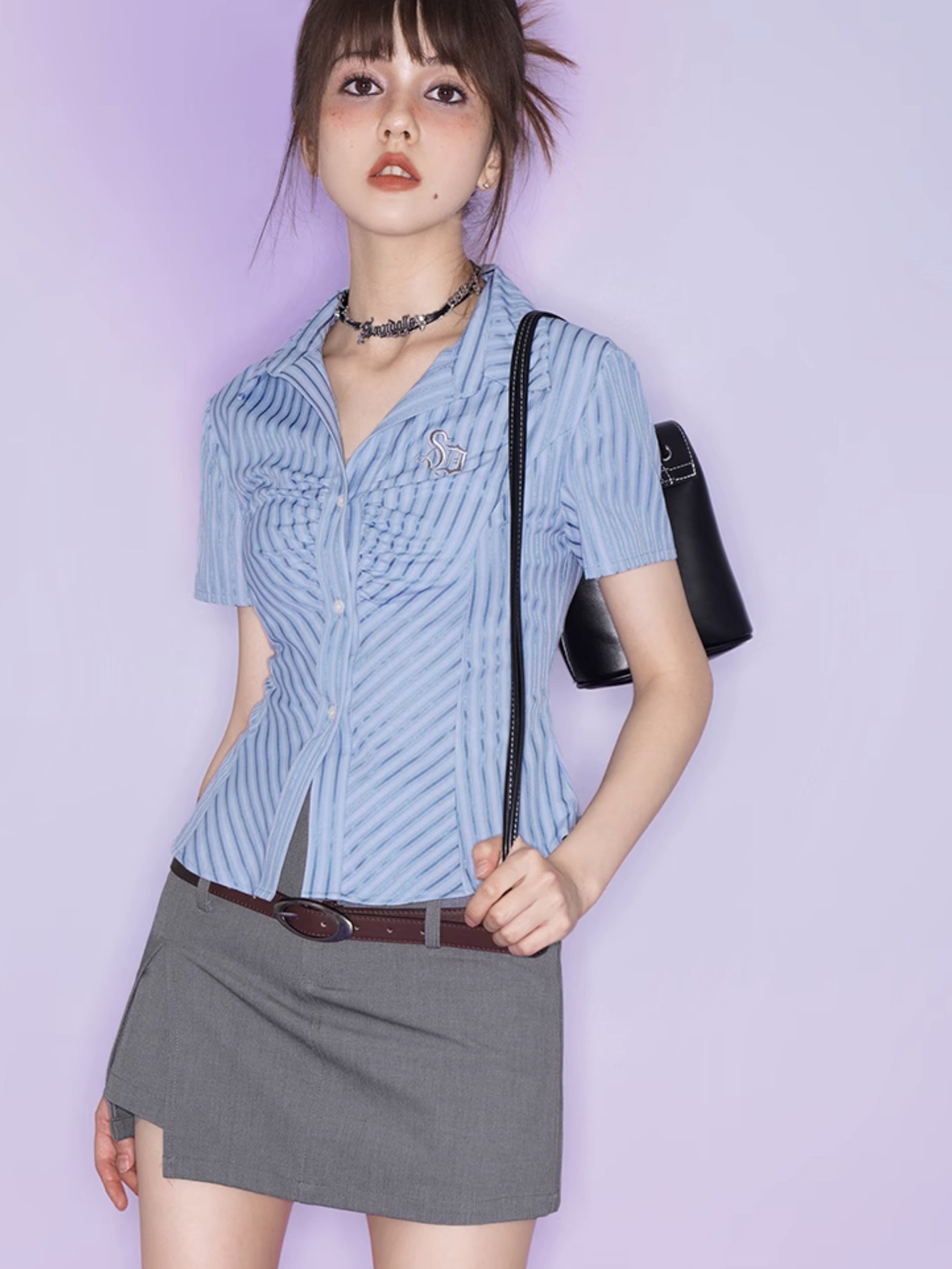 Striped Taille Slim Shirt