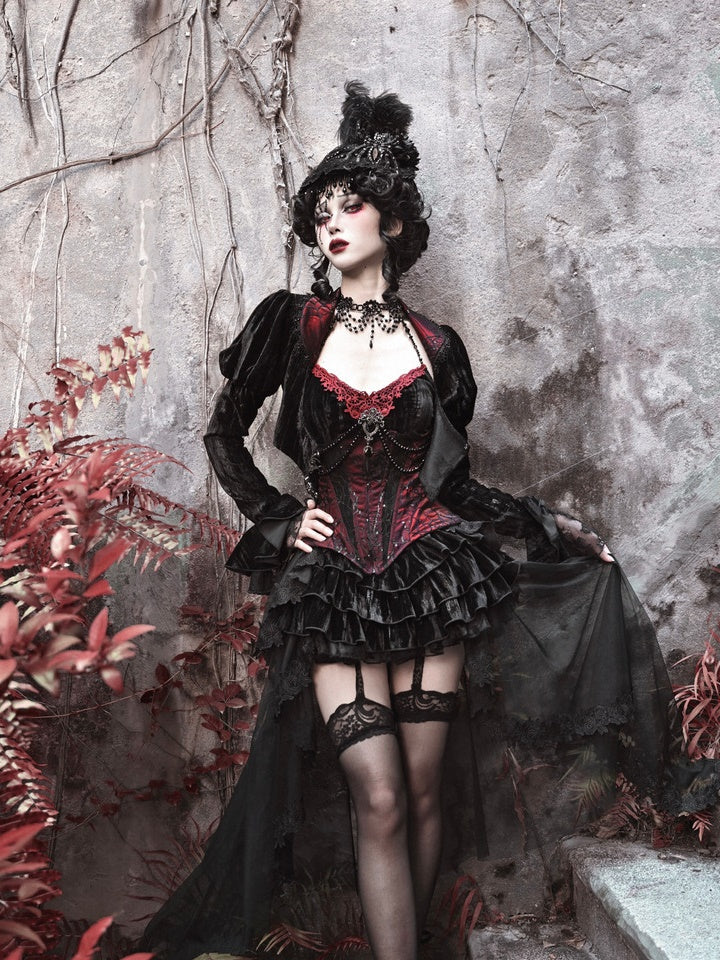 Gothic Velvet Spinnweb Court Strickjacke Top