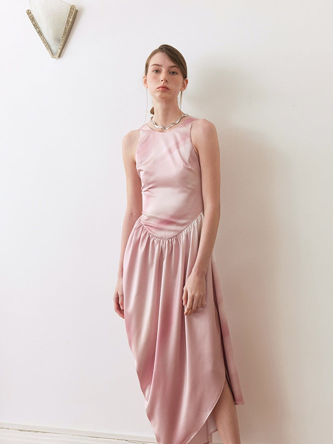 Mudged Print Dreimetrie Rückenfreies Kleid Kleid