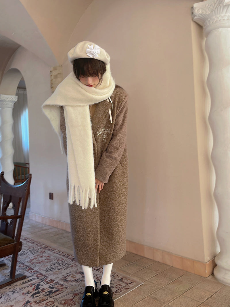 자수 퀼트 긴 체스터 코트