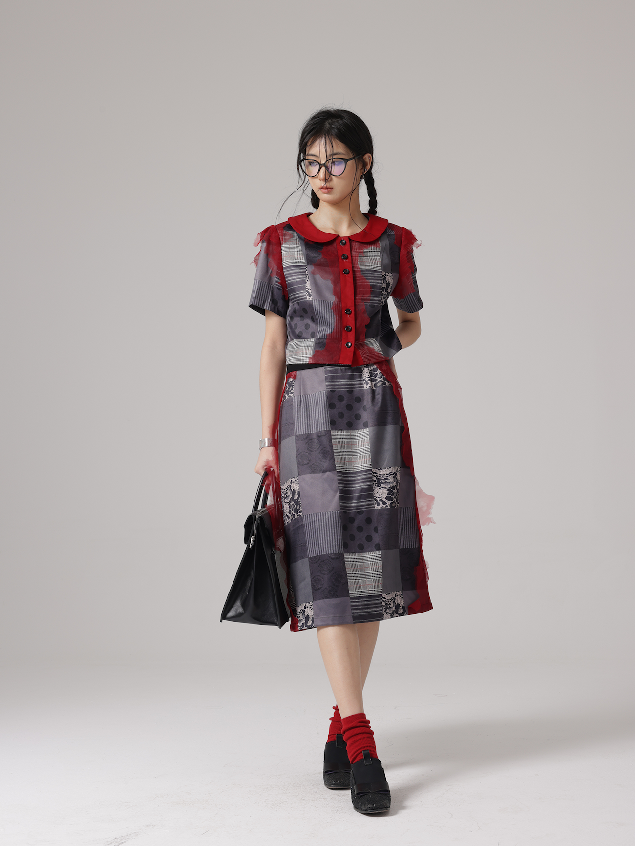 Grille Impression de point de point en maille et jupe