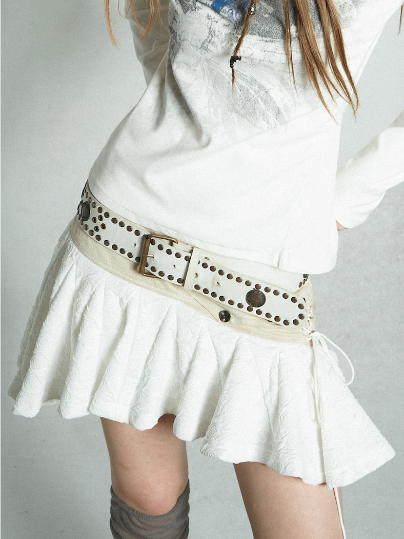 Lace Mélanger les plies mignons Mini-skirt