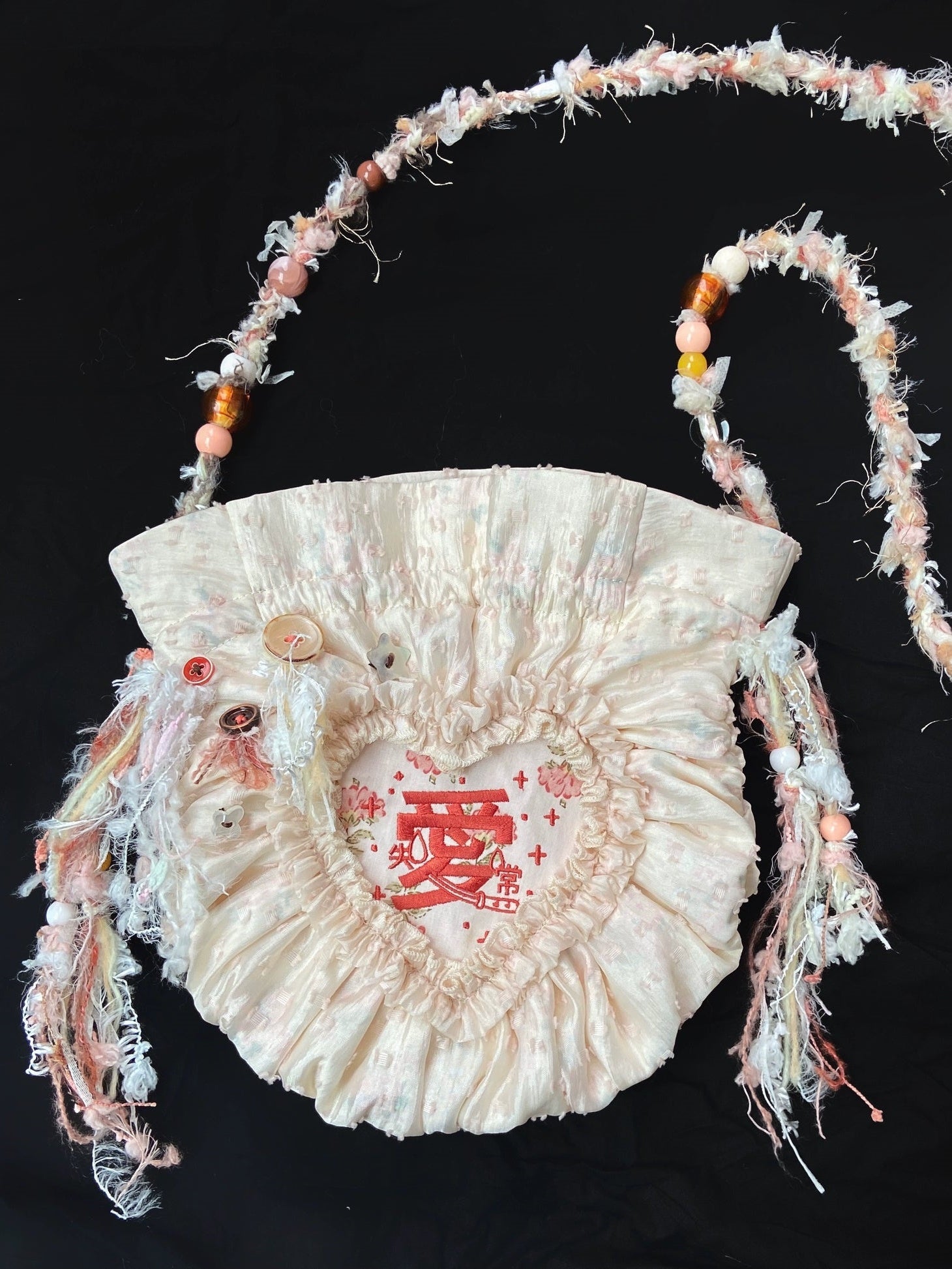 Lace Love Cake Embroidered Pleated Crossbody Bag