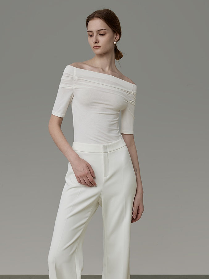 Off-shoulder Pleated Top