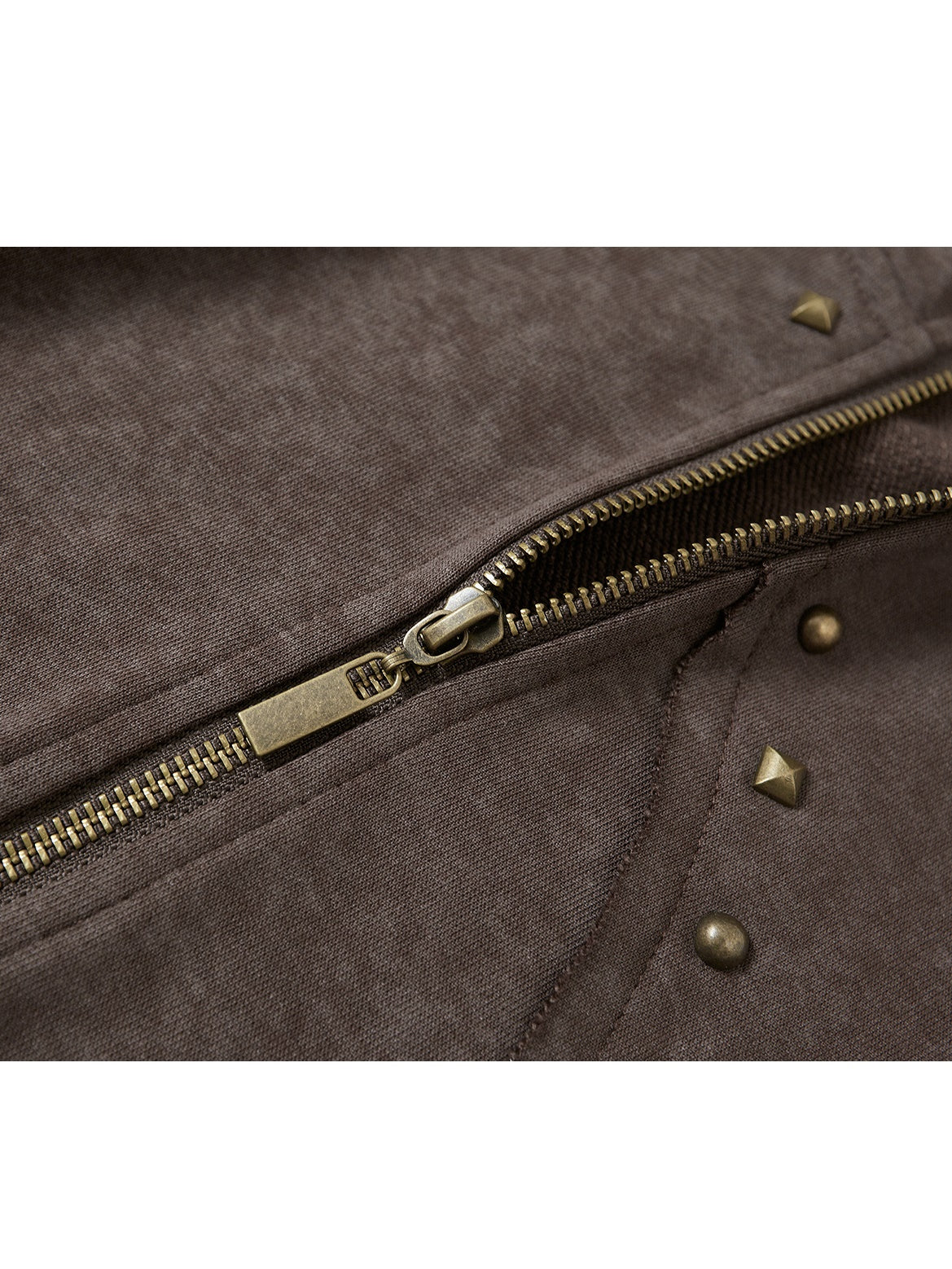 Rivet Distressed ZIP-Up Parka