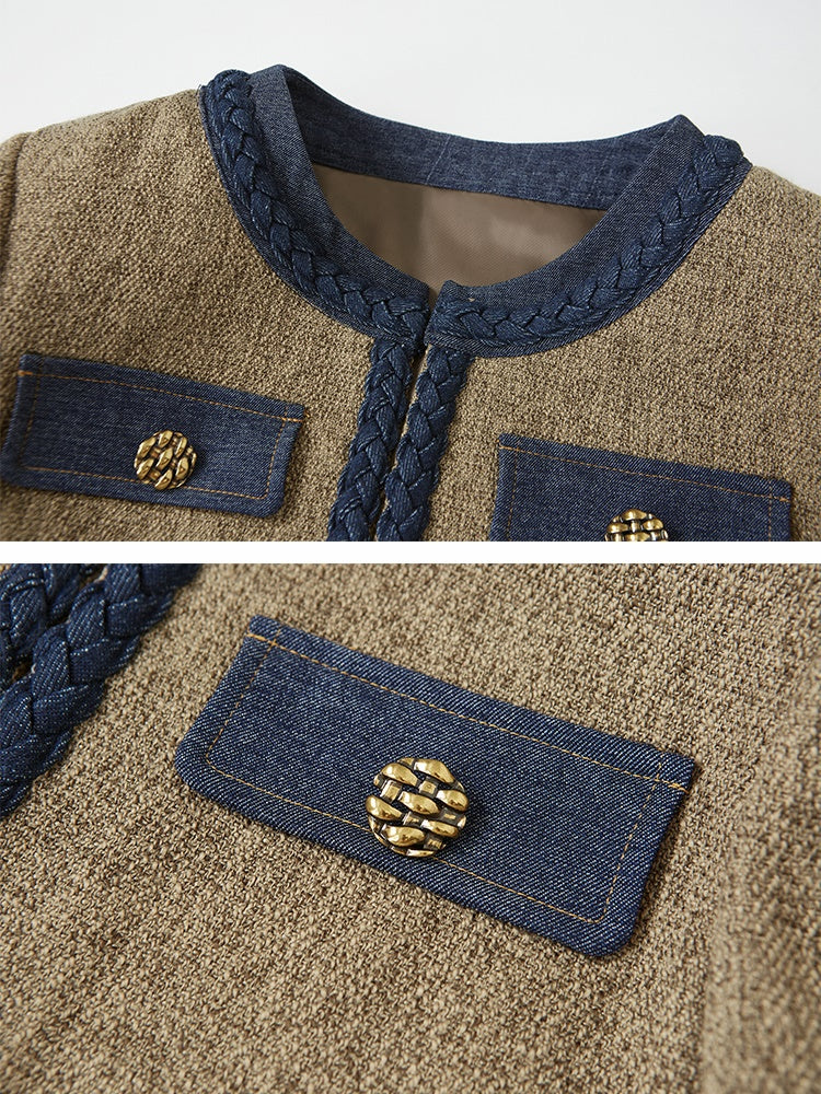 Veste courte en tweed chic et jupe à glissement