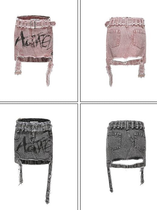 Street Damage Paint Short Skirt