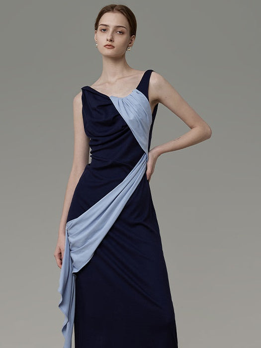 Contrast Color Stitching Sling Dress