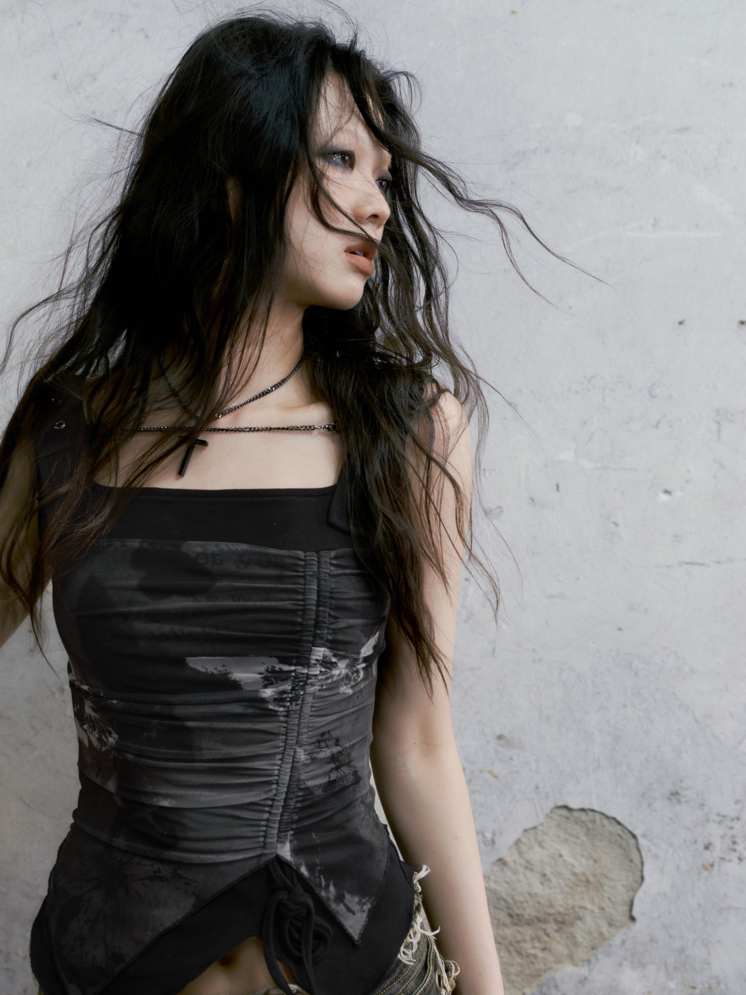 Punk Butterfly Mesh Suspenders Top