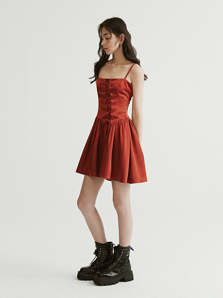 Woven Slanted Placket Dress