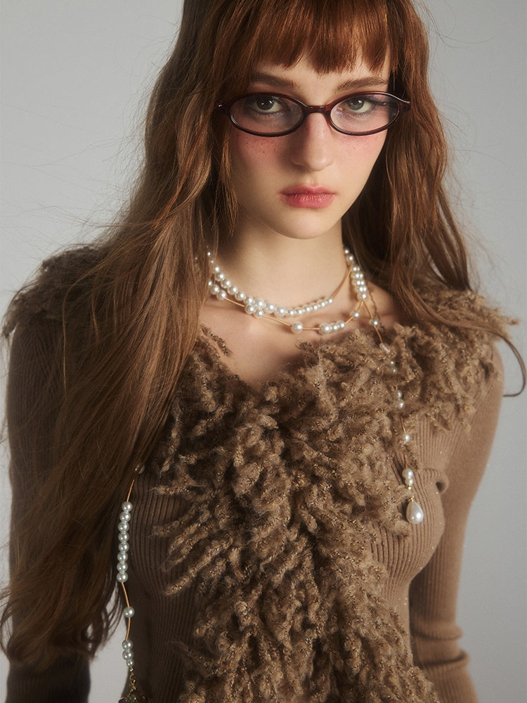 Furry Edge Knitted Cardigan