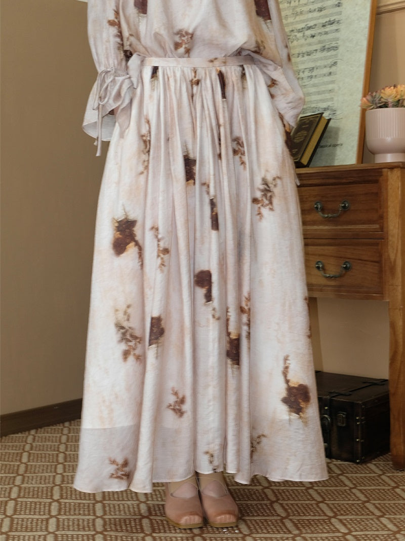 Tie-dye Style Long Gather Skirt