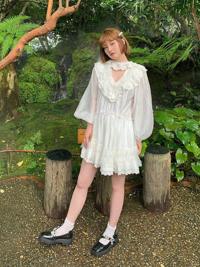 Fransen Long schläft Spitzenkleid mit V-Ausschnitt