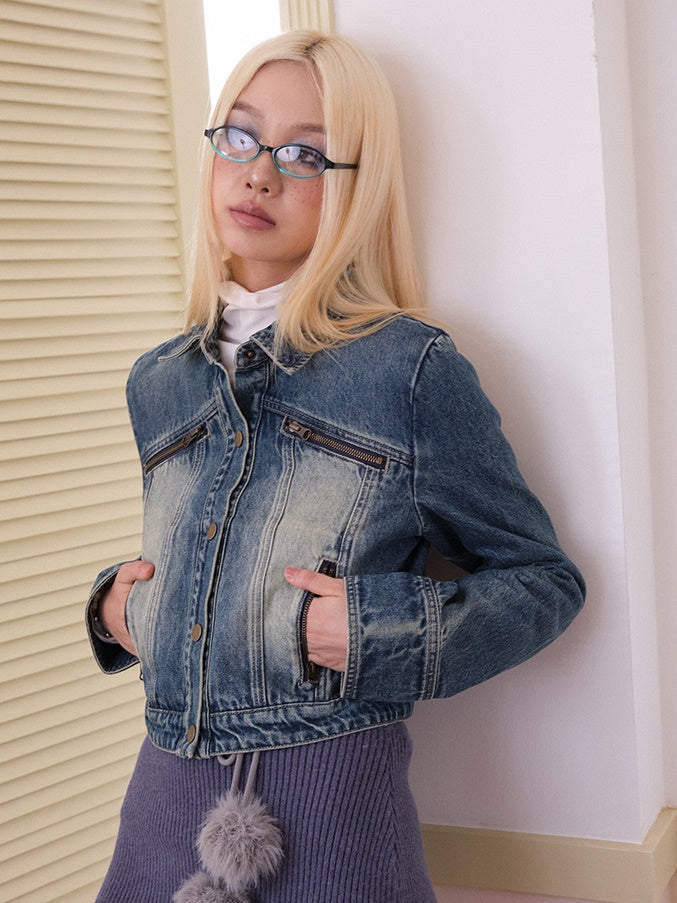 Kruppierte Jeansjacke