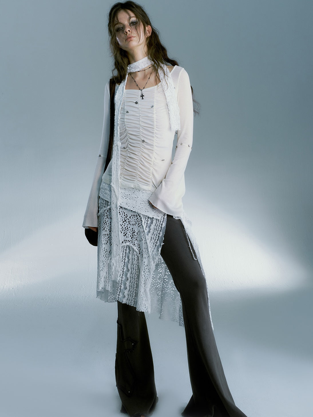 Hollow Lace Matching Apron Skirt