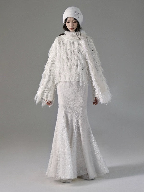 Tassel Feather Stitching Muffler
