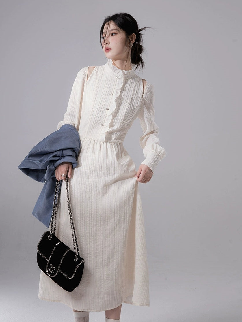 Frill Collar Tuck One-piece