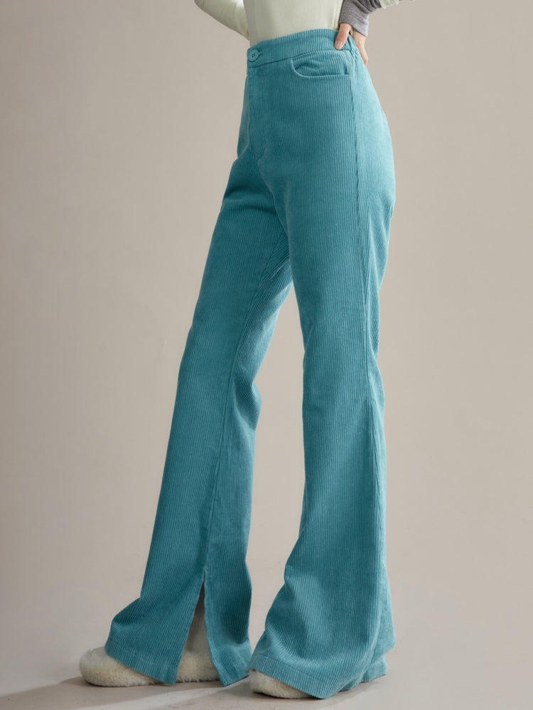 Retro Cordom Slim Bell-Bottom-Schlitzhosen