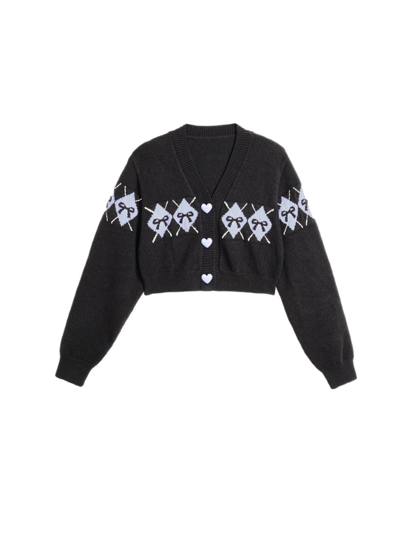 Knitted Sleeveless Logo One-piece & Short Cardigan