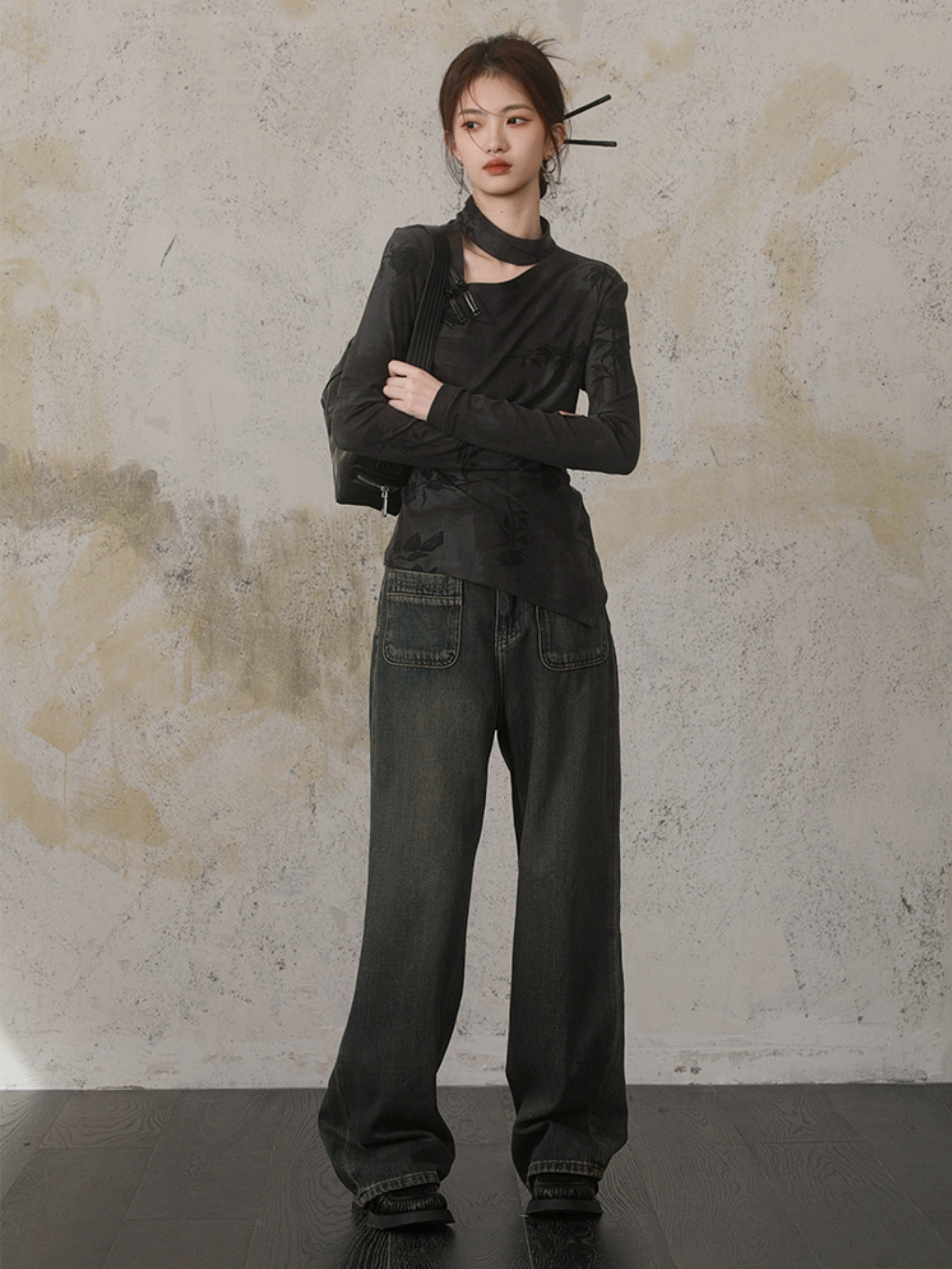 복고풍 고민 틈새 디자인 청바지