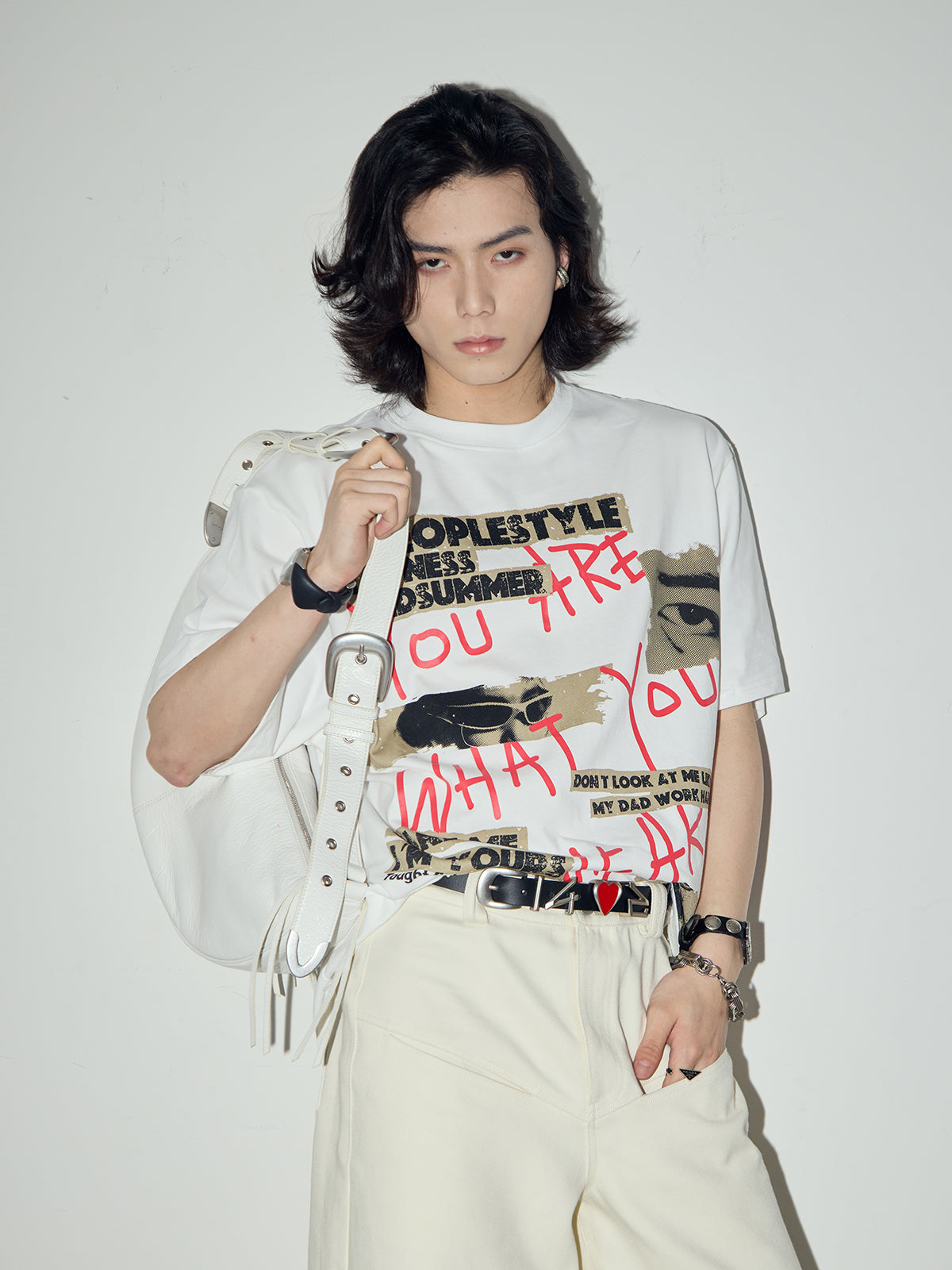 Graffiti Printed Letters Loose T-Shirt