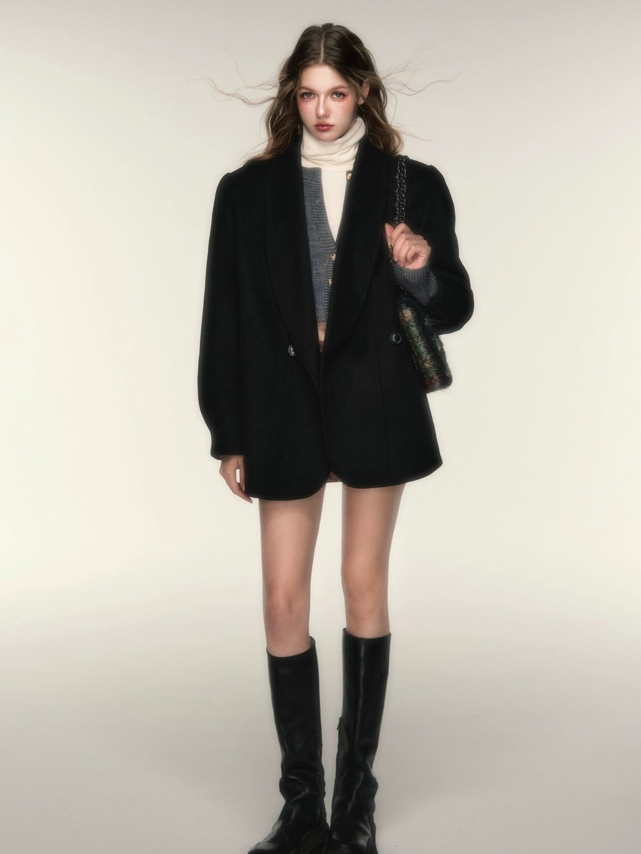 Shawl Collar Loose Short Coat