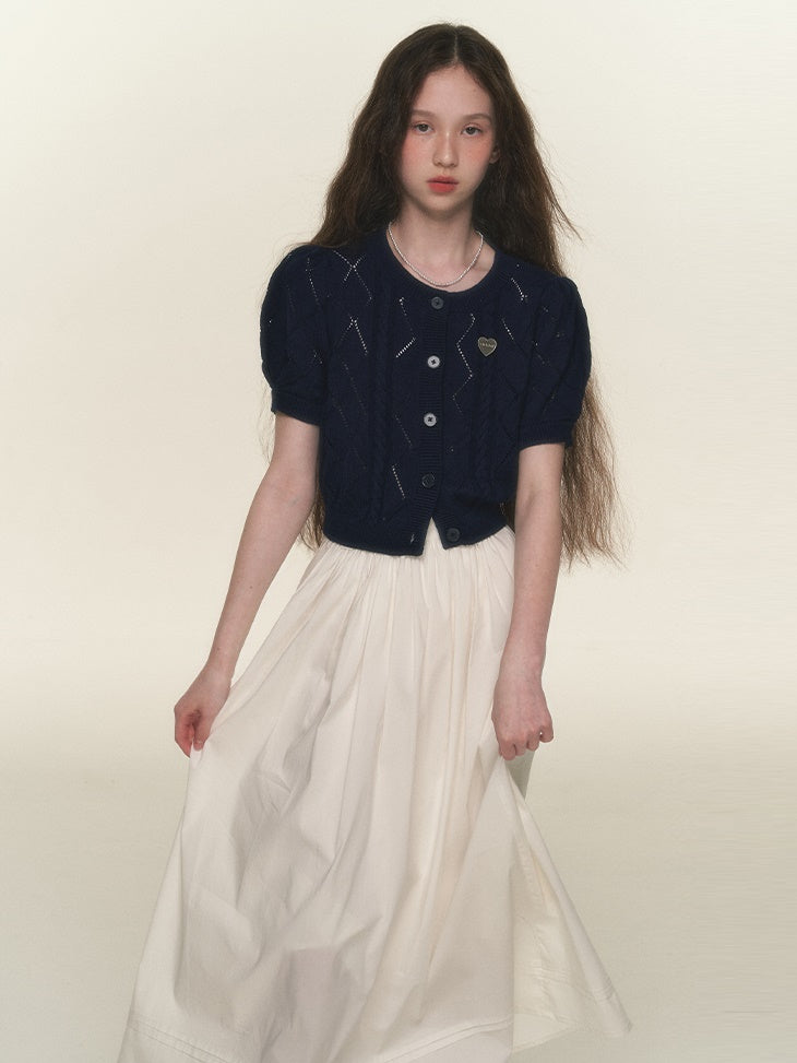Knitwear Hollow Short Sleeve Cardigan