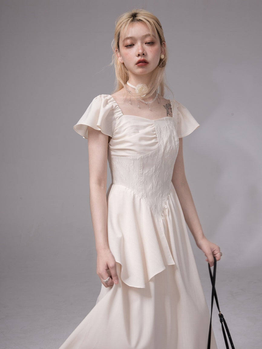 Pleated Jacquard Stitch One-Piece
