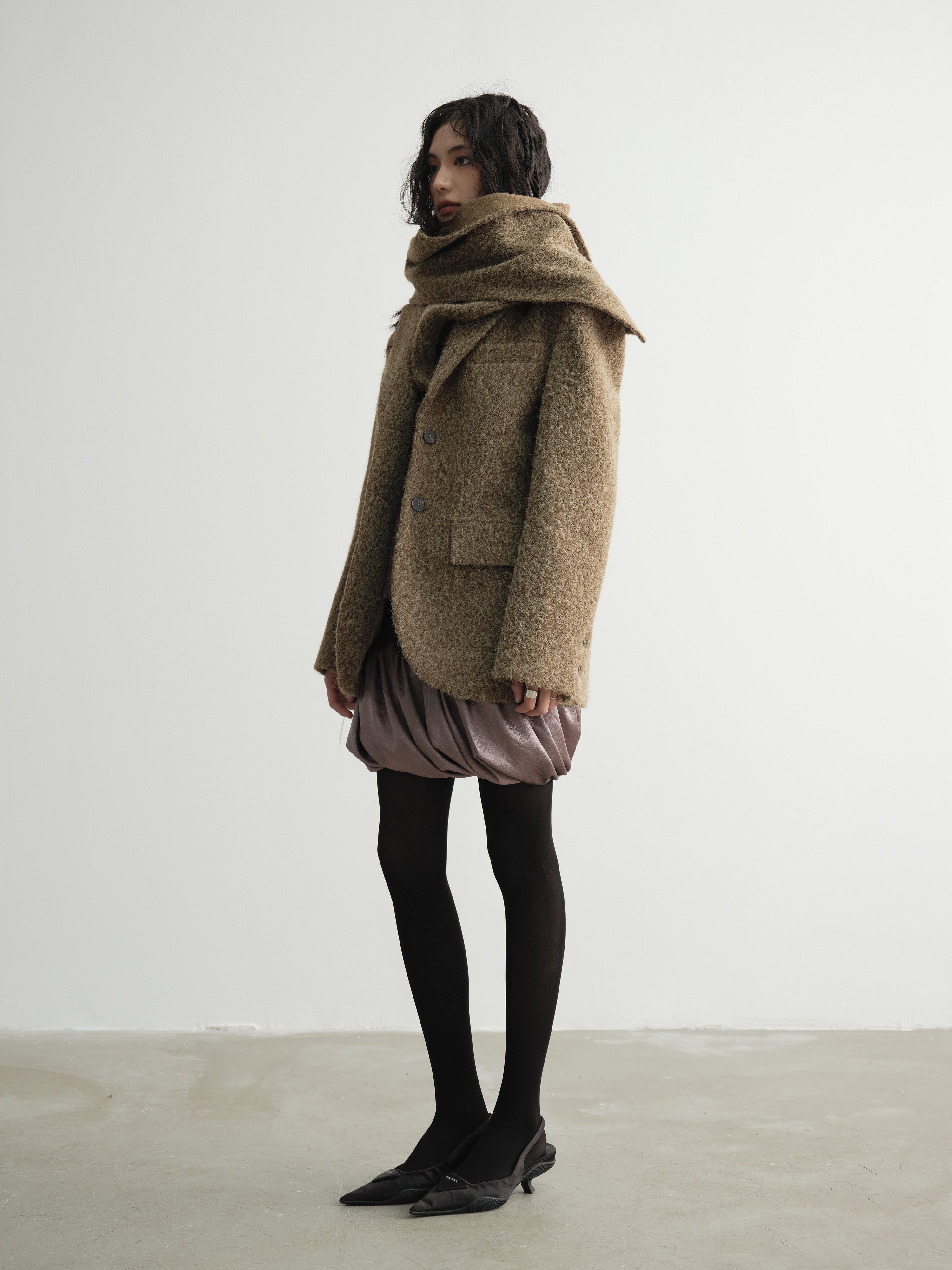 Twist Satin Stitching PU Skirt