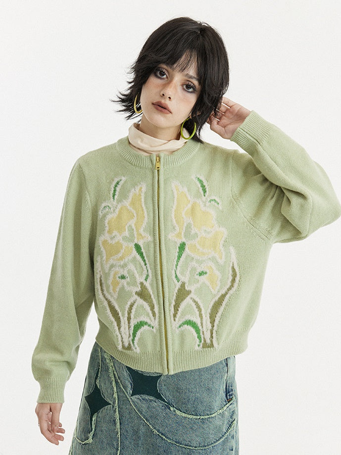 Cardigan jacquard lâche