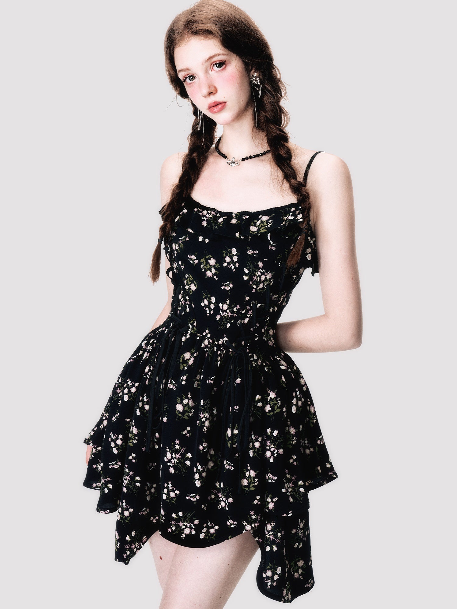 Irregular Floral Sling Dress