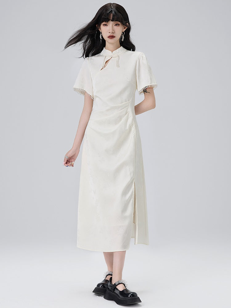 Cut-out Short-sleeved Cheongsam Slimt Dress