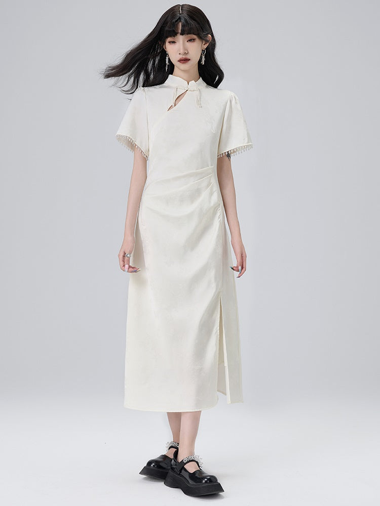 Cut-out Short-sleeved Cheongsam Slimt Dress