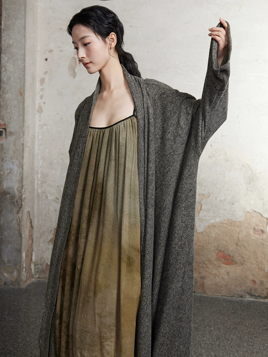 Strickkragen lange Kleid -Strickjacke