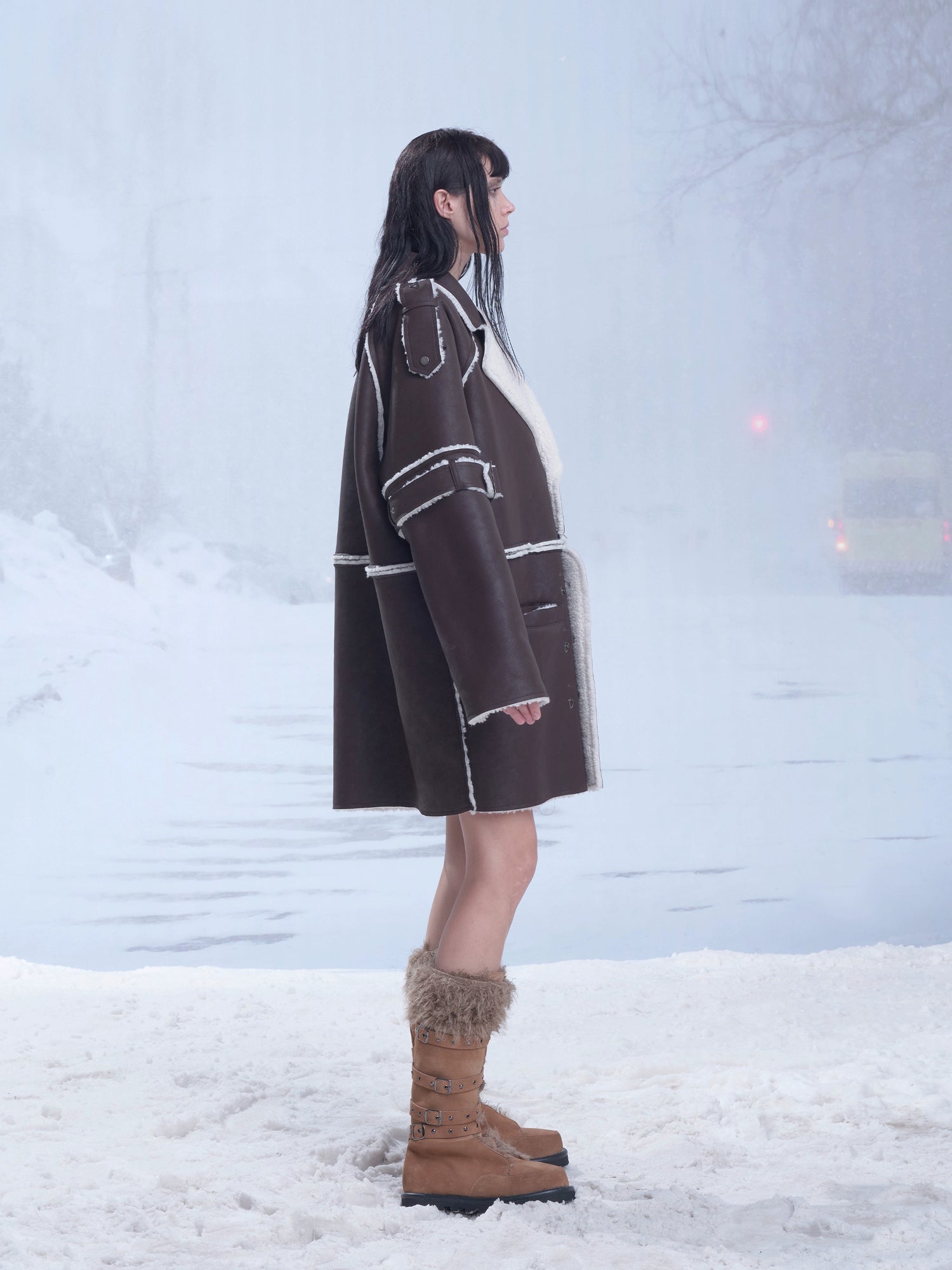 가짜 어린 양아 양모 두꺼운 탈착식 코트