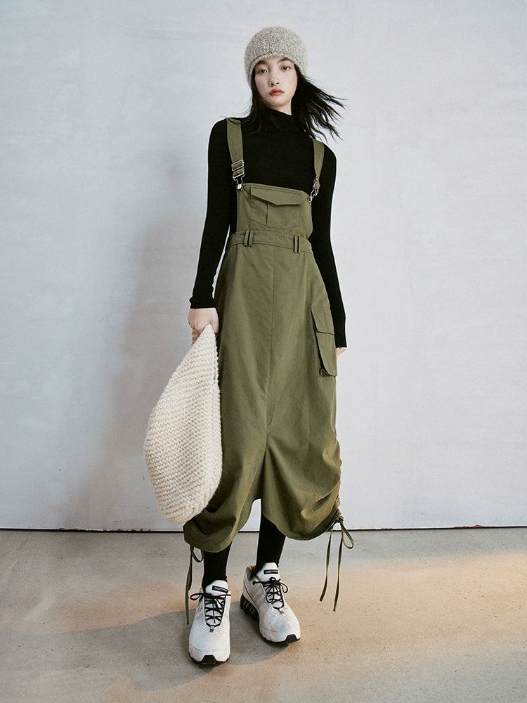 입체 포켓 워크 서스펜더 스커트